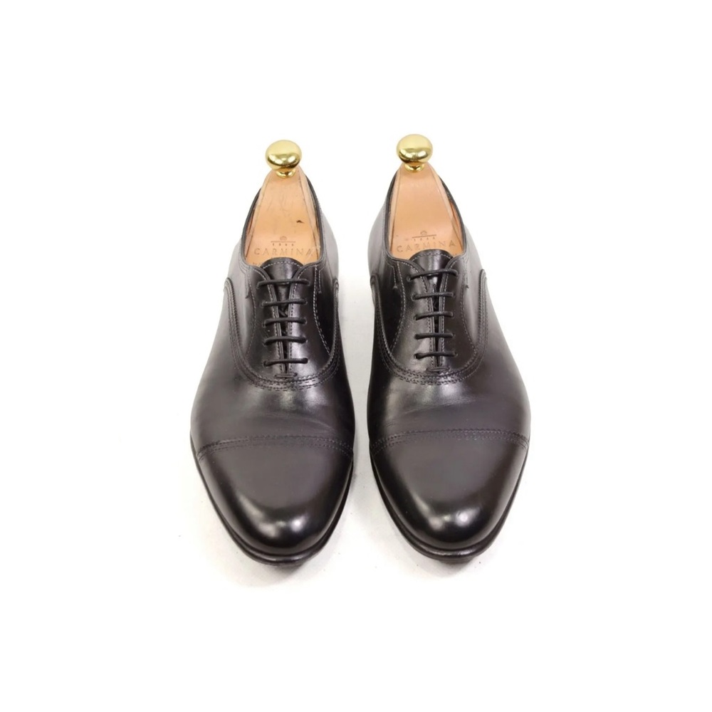 Santoni black oxford cap toe